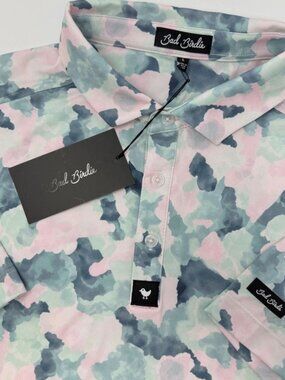 $78 NWT Size Large *NEW* Bad Birdie Mirage Oasis Core Golf Shirt Men's Pink Camo